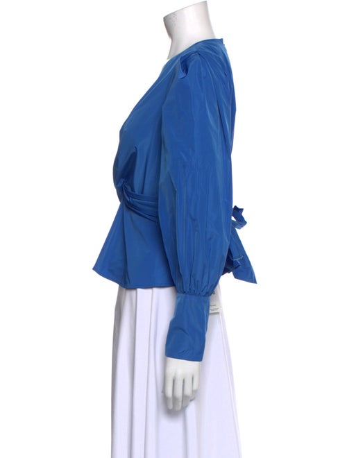 Veronica Beard V-Neck Long Sleeve Crop Top