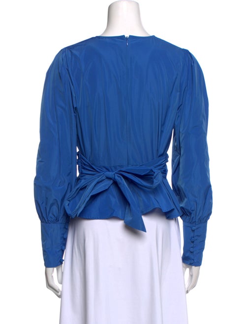 Veronica Beard V-Neck Long Sleeve Crop Top