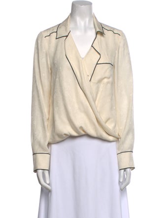 Veronica Beard Silk V-Neck Polo