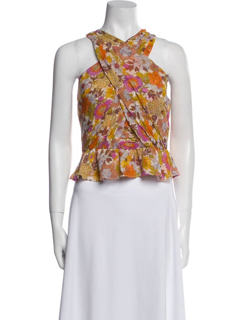 Veronica Beard Silk Floral Print Crop Top