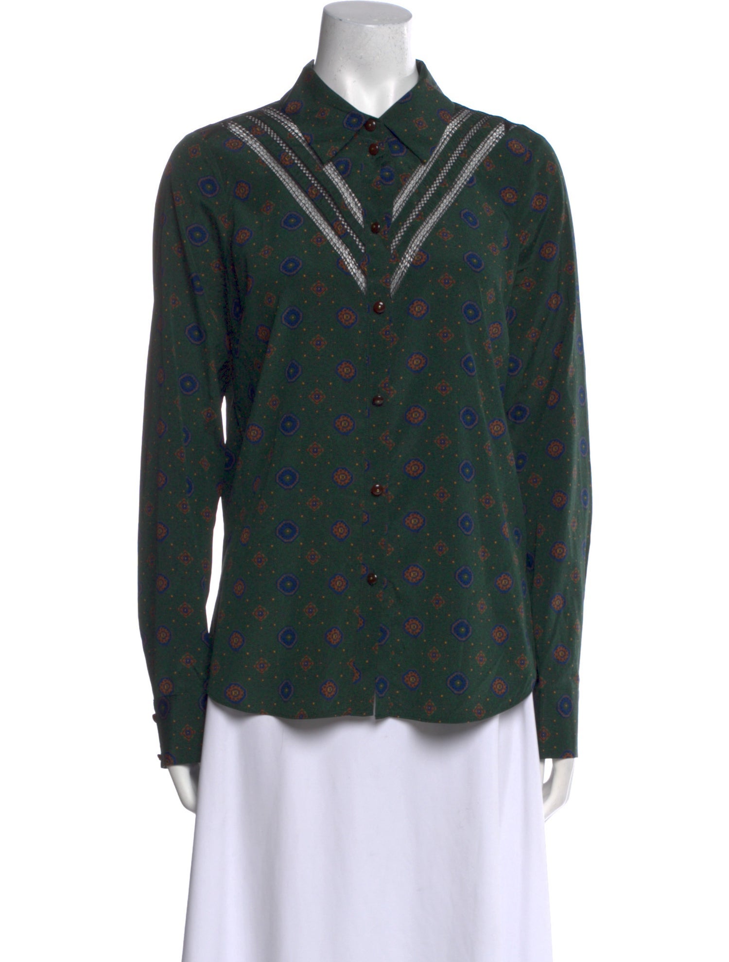 Veronica Beard Silk Printed Button-Up Top