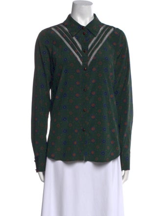 Veronica Beard Silk Printed Button-Up Top