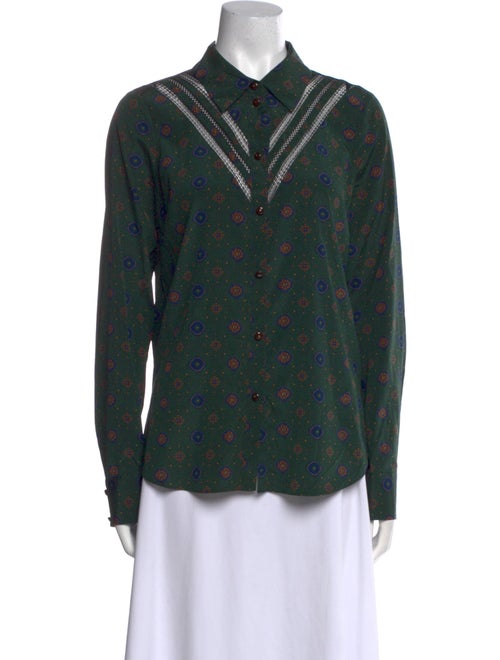 Veronica Beard Silk Printed Button-Up Top