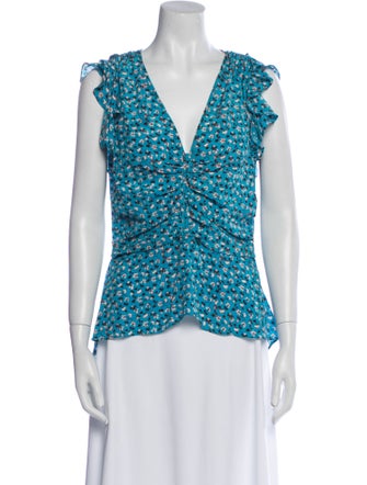 Veronica Beard Silk Floral Print Blouse