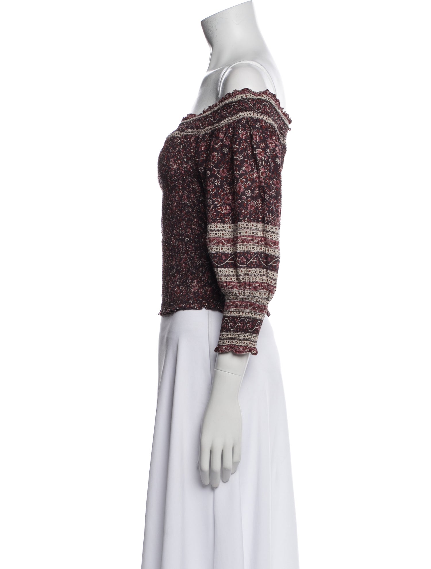 Veronica Beard Printed Off-The-Shoulder Crop Top