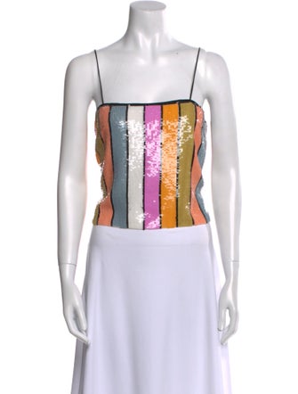 Veronica Beard Printed Square Neckline Crop Top