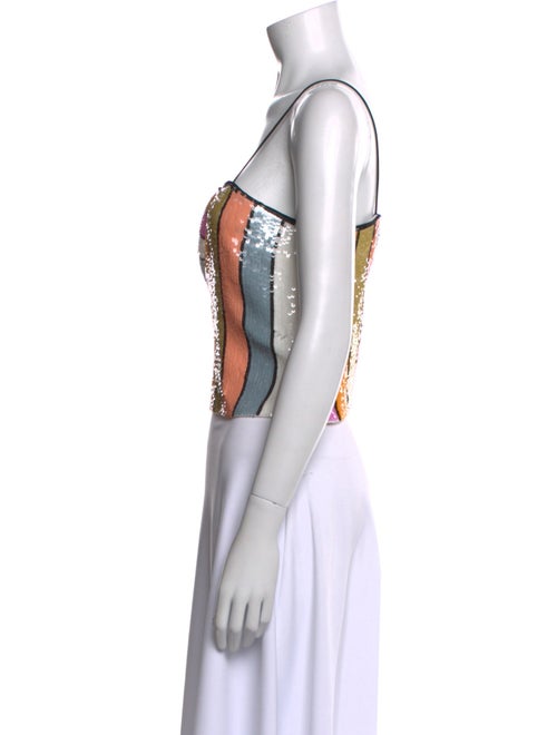 Veronica Beard Printed Square Neckline Crop Top