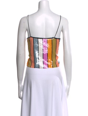 Veronica Beard Printed Square Neckline Crop Top