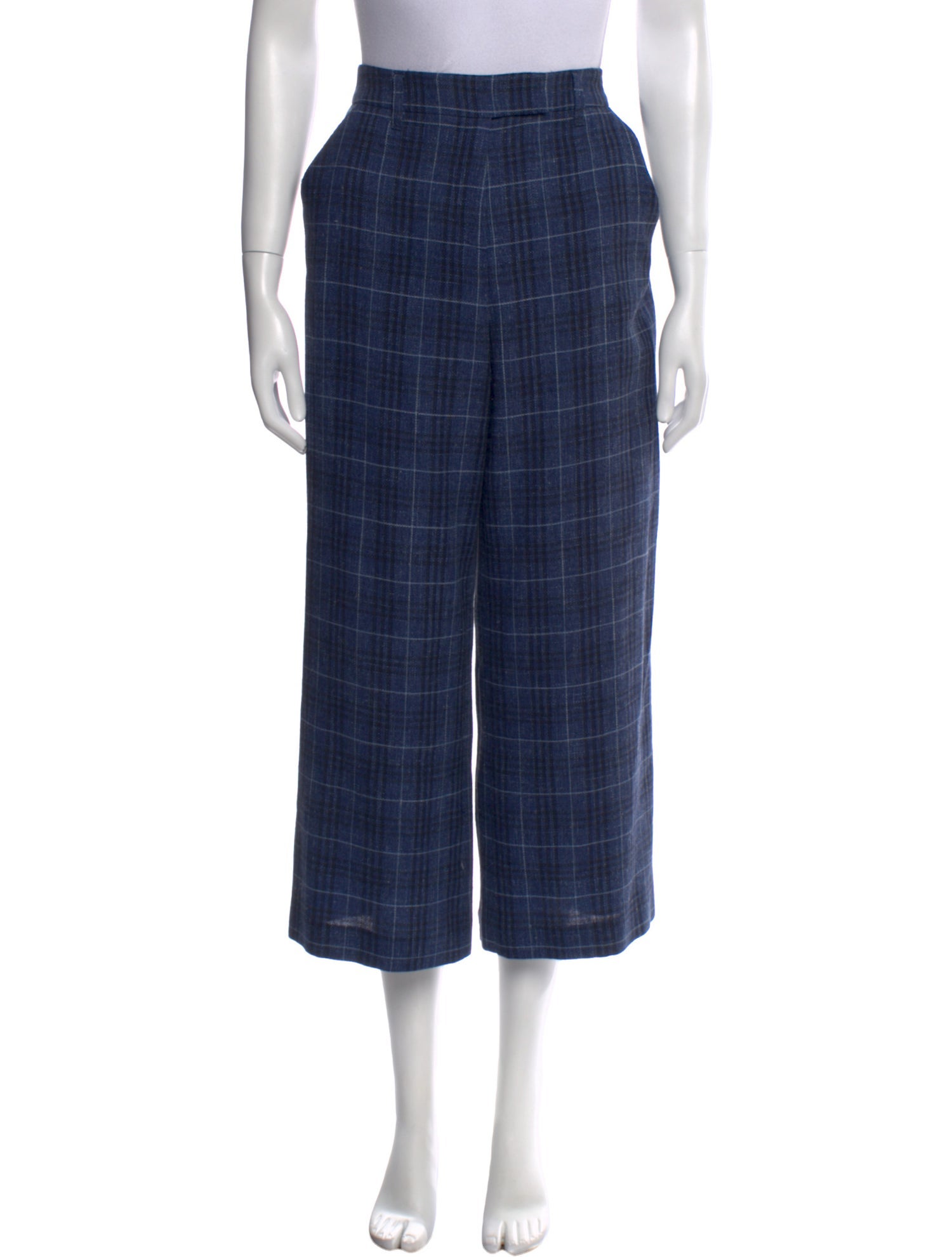 Veronica Beard Plaid Print Wide Leg Pants