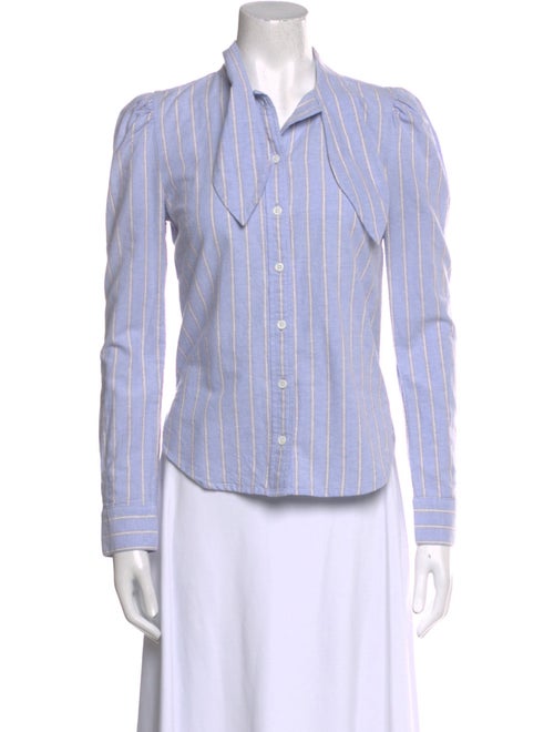 Veronica Beard Striped Long Sleeve Button-Up Top