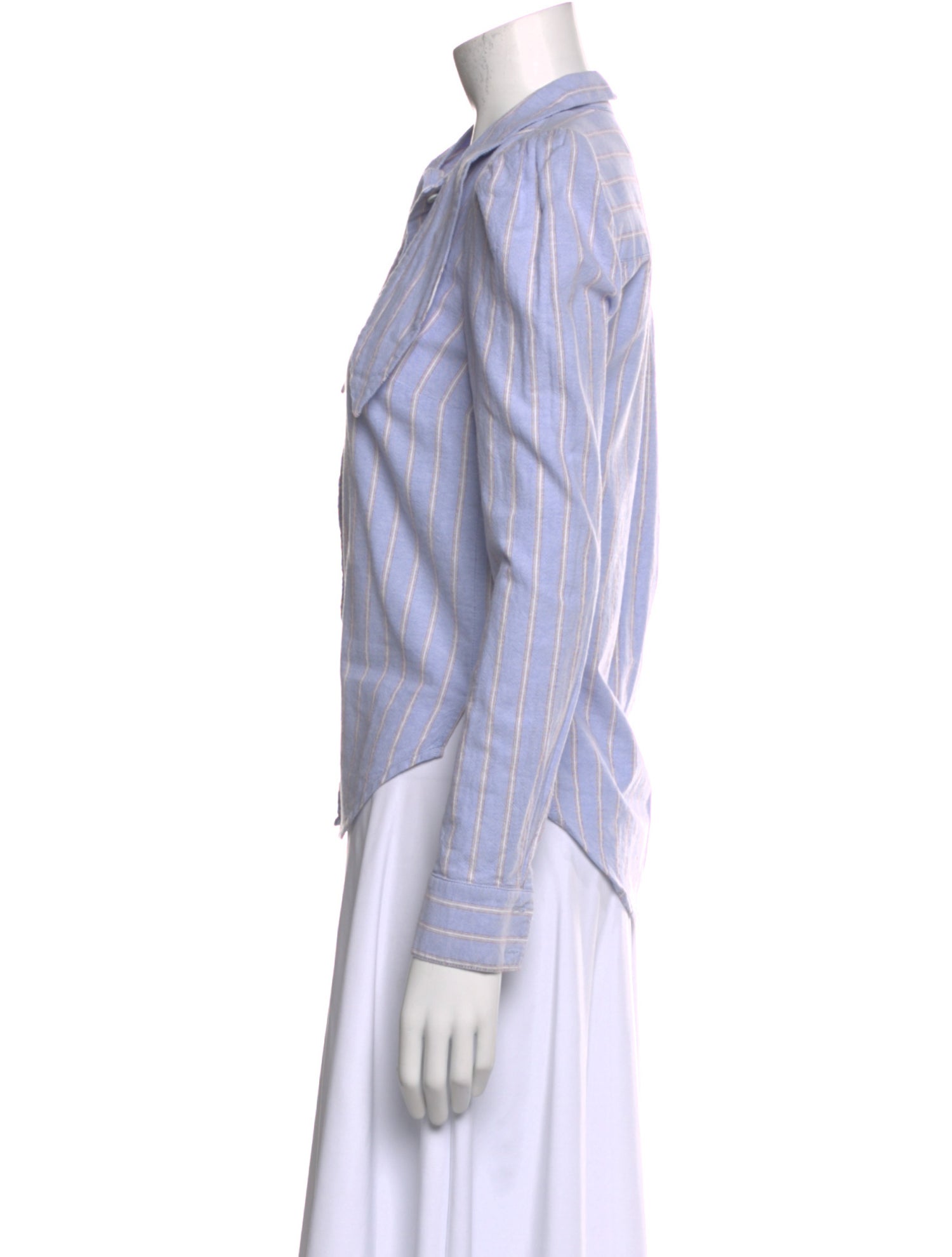 Veronica Beard Striped Long Sleeve Button-Up Top