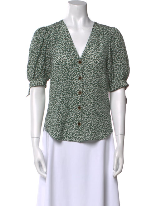 Veronica Beard Silk Floral Print Button-Up Top