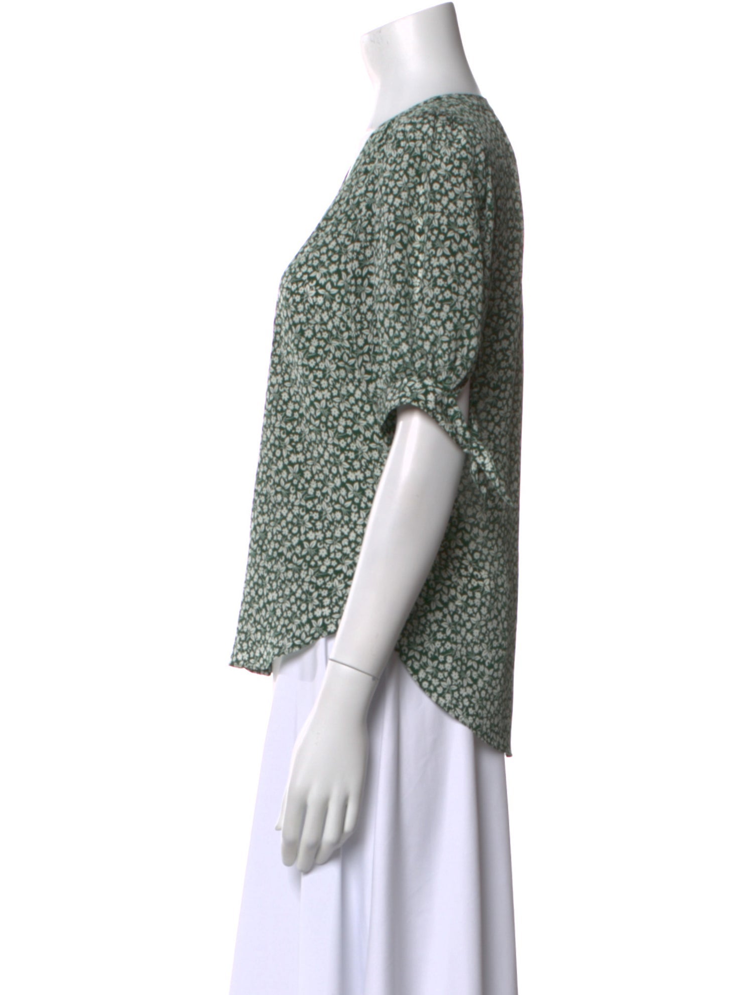 Veronica Beard Silk Floral Print Button-Up Top