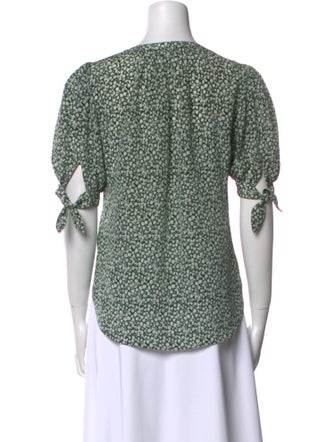 Veronica Beard Silk Floral Print Button-Up Top