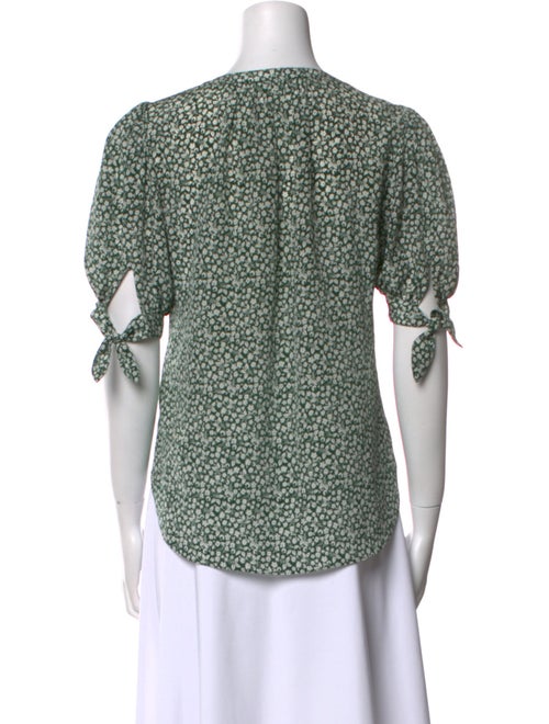 Veronica Beard Silk Floral Print Button-Up Top