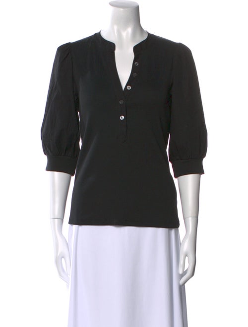 Veronica Beard V-Neck Three-Quarter Sleeve Polo