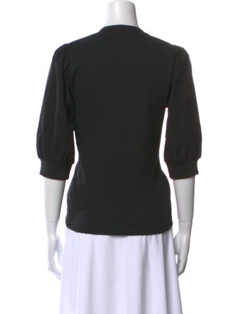 Veronica Beard V-Neck Three-Quarter Sleeve Polo