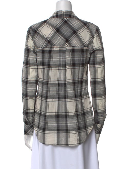 Veronica Beard Plaid Print Long Sleeve Button-Up Top