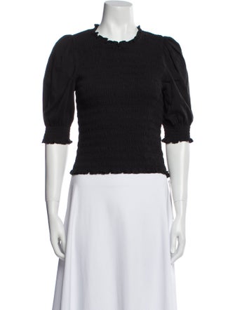 Veronica Beard Crew Neck Short Sleeve Crop Top