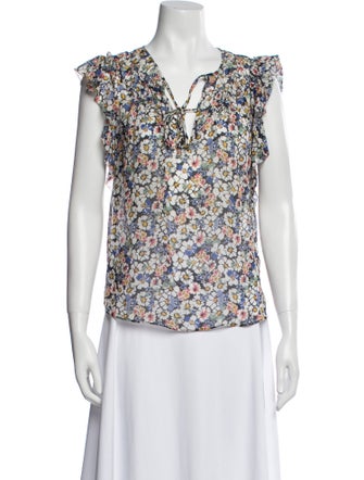 Veronica Beard Silk Floral Print Blouse