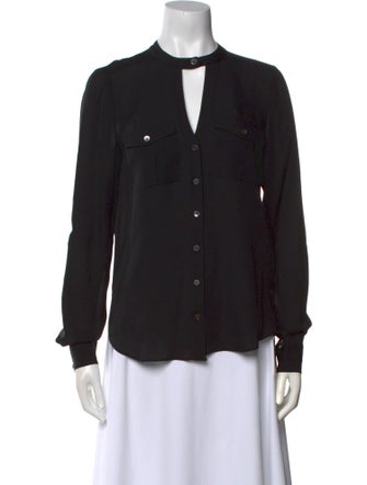 Veronica Beard Silk Long Sleeve Button-Up Top