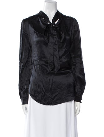 Veronica Beard Silk V-Neck Button-Up Top