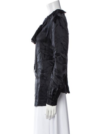 Veronica Beard Silk V-Neck Button-Up Top