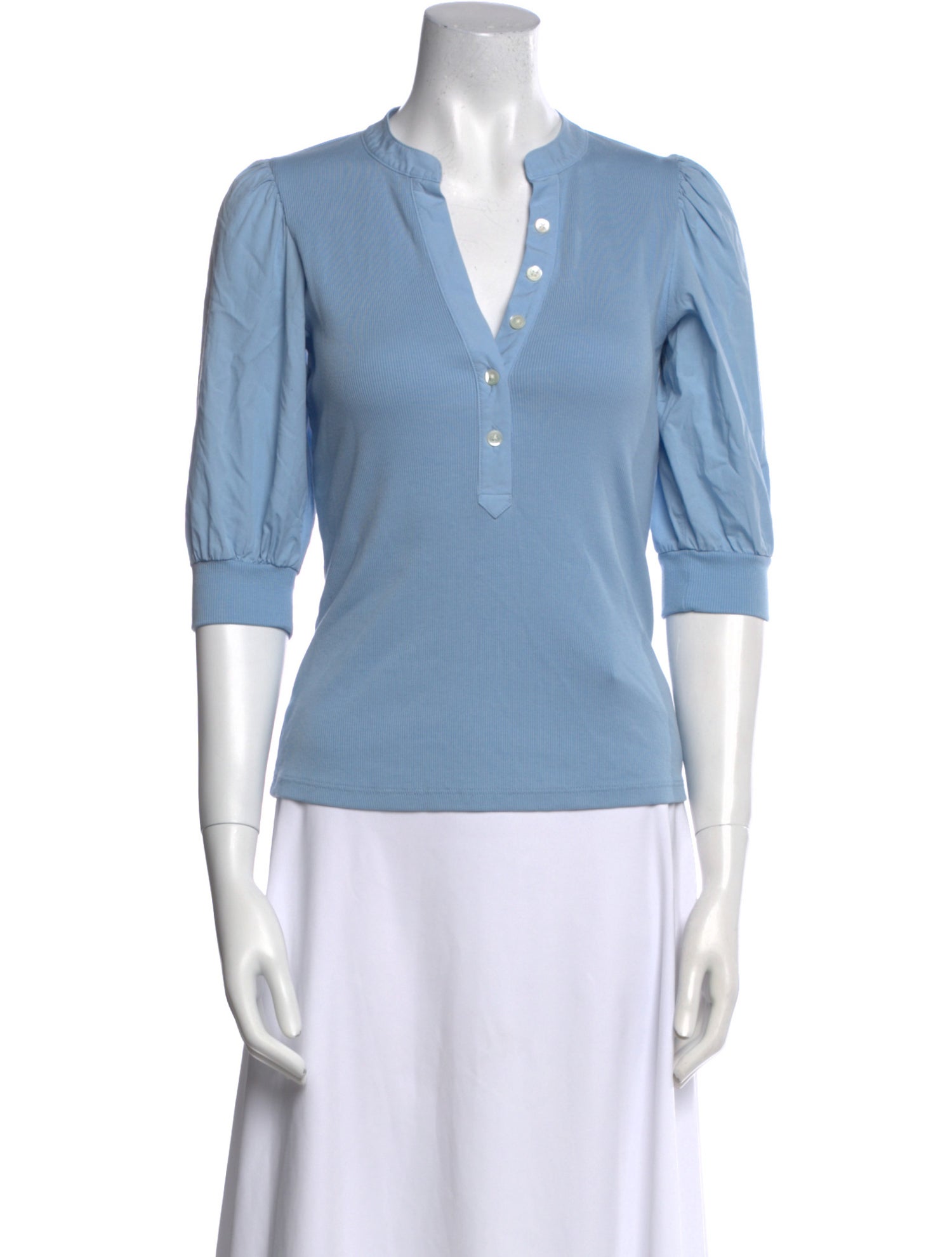 Veronica Beard V-Neck Three-Quarter Sleeve Polo