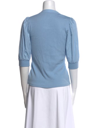 Veronica Beard V-Neck Three-Quarter Sleeve Polo