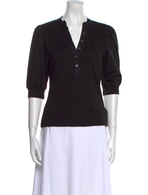 Veronica Beard V-Neck Three-Quarter Sleeve Polo