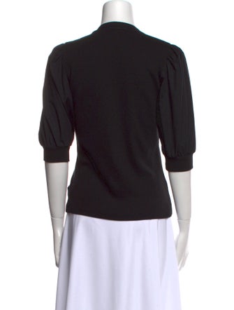 Veronica Beard V-Neck Three-Quarter Sleeve Polo