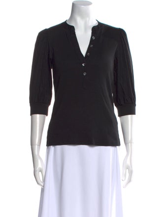 Veronica Beard V-Neck Three-Quarter Sleeve Polo