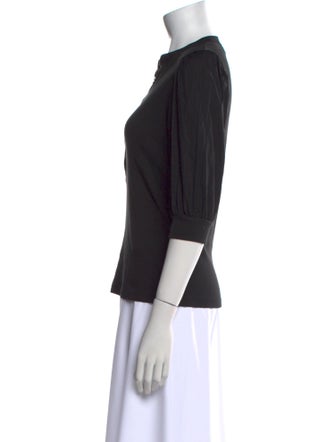 Veronica Beard V-Neck Three-Quarter Sleeve Polo