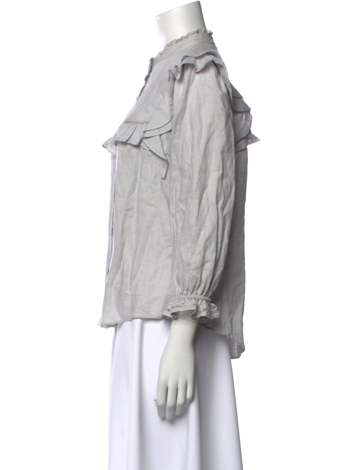 Veronica Beard Linen Mock Neck Button-Up Top w/ Tags