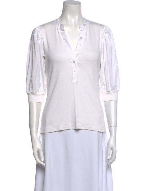 Veronica Beard V-Neck Three-Quarter Sleeve Polo