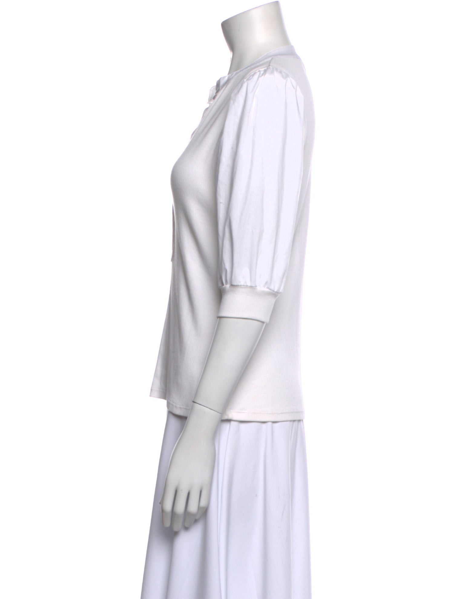 Veronica Beard V-Neck Three-Quarter Sleeve Polo