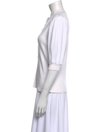 Veronica Beard V-Neck Three-Quarter Sleeve Polo