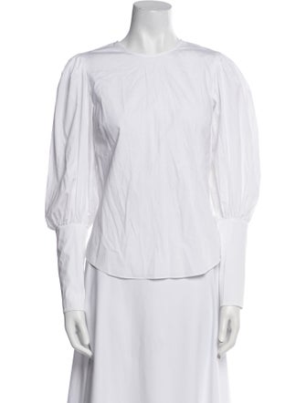 Veronica Beard Crew Neck Three-Quarter Sleeve Button-Up Top