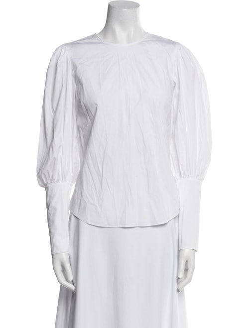 Veronica Beard Crew Neck Three-Quarter Sleeve Button-Up Top