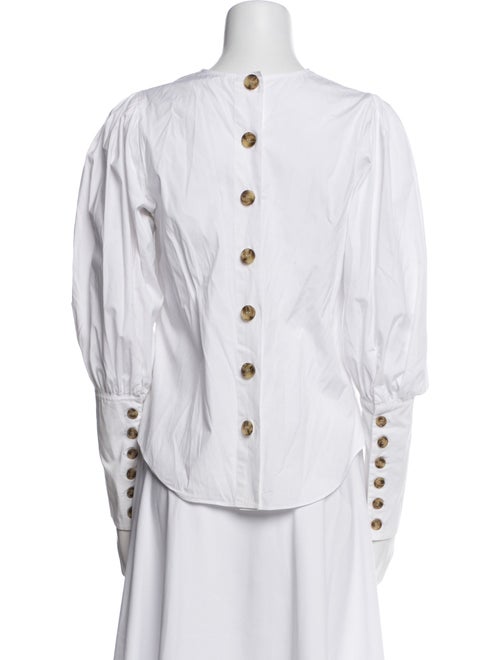 Veronica Beard Crew Neck Three-Quarter Sleeve Button-Up Top