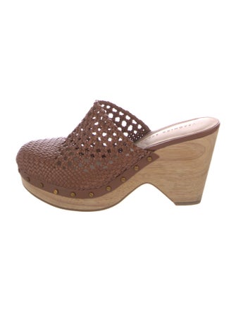 Veronica Beard Leather Studded Accents Mules