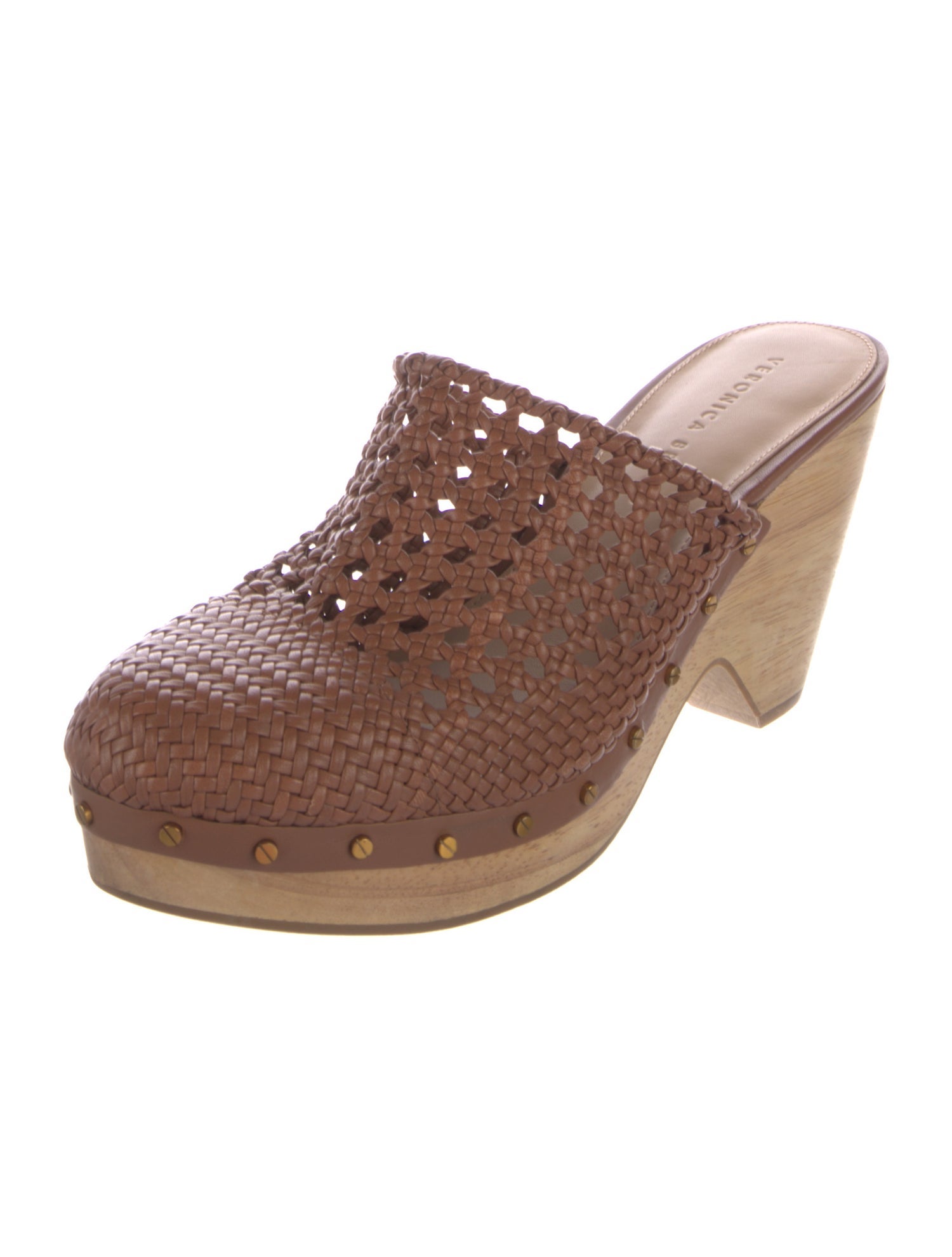 Veronica Beard Leather Studded Accents Mules