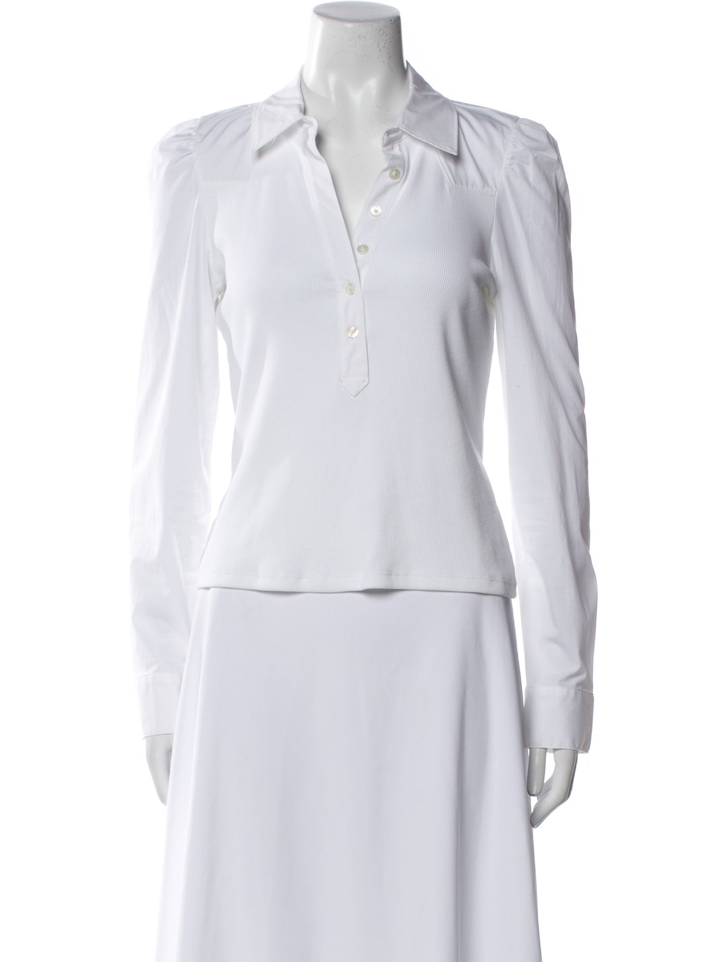 Veronica Beard V-Neck Long Sleeve Blouse