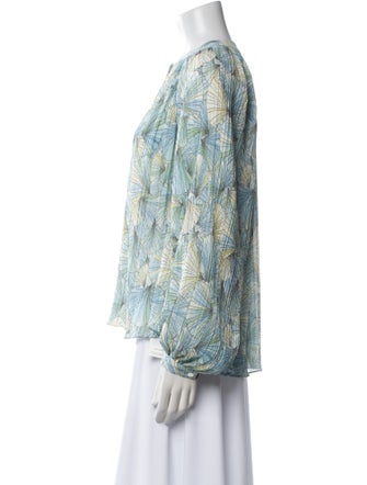 Veronica Beard Printed Crew Neck Blouse