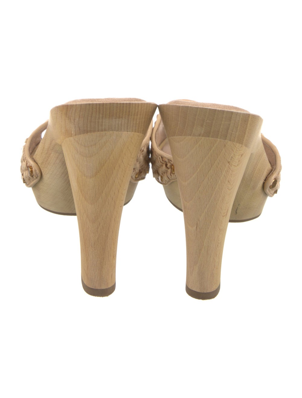 Veronica Beard Raffia Slides Neutrals Platform - image 4