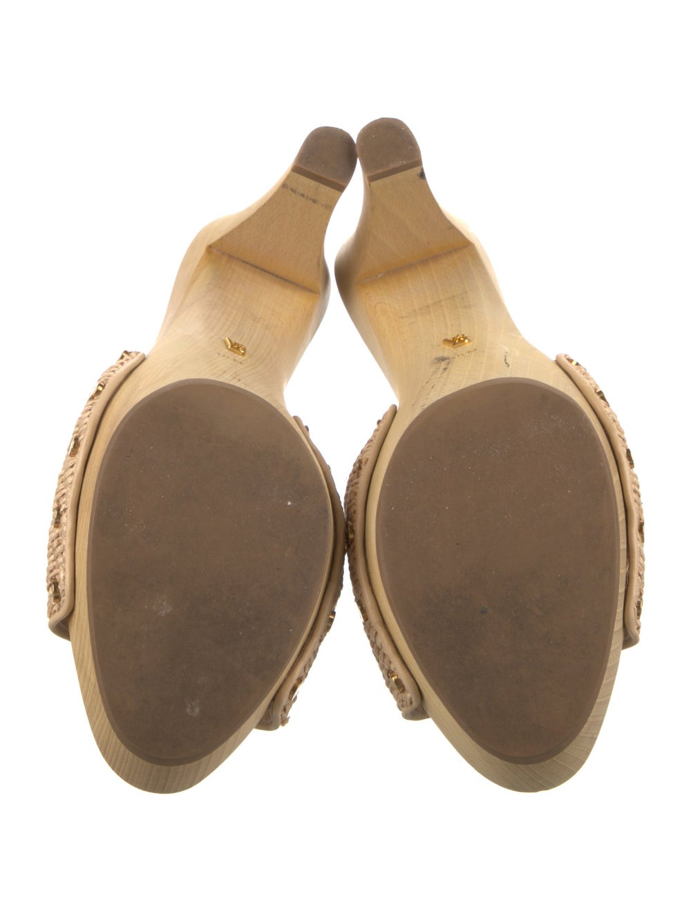 Veronica Beard Raffia Slides Neutrals Platform - image 5