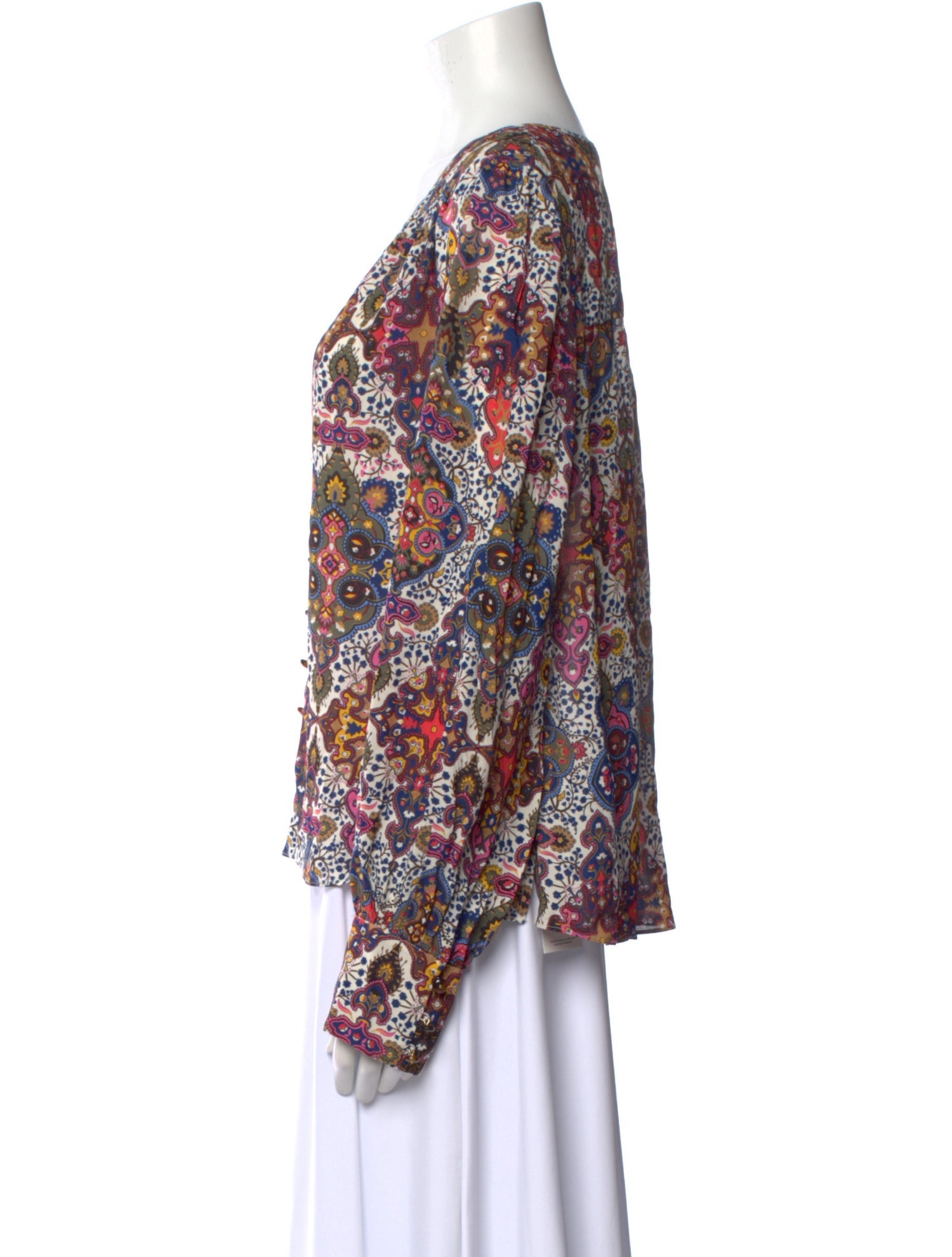 Veronica Beard Printed V-Neck Blouse