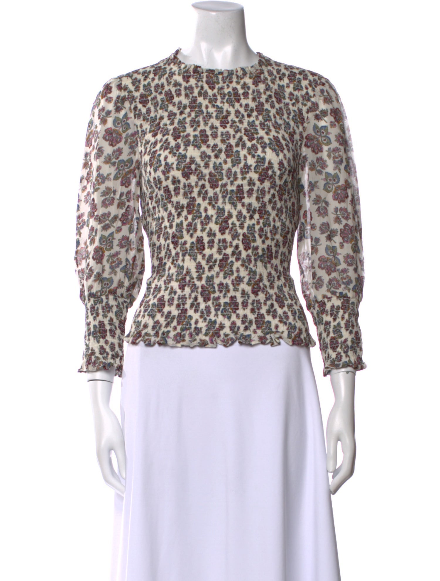 Veronica Beard Animal Print Crew Neck Blouse
