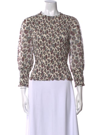 Veronica Beard Animal Print Crew Neck Blouse