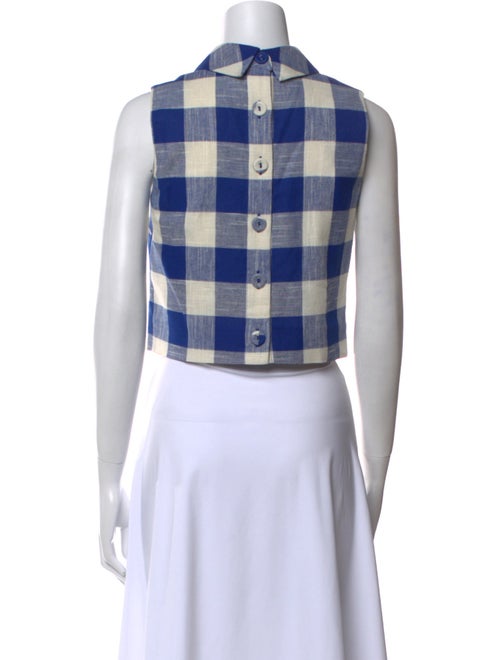 Veronica Beard Plaid Print Mock Neck Crop Top